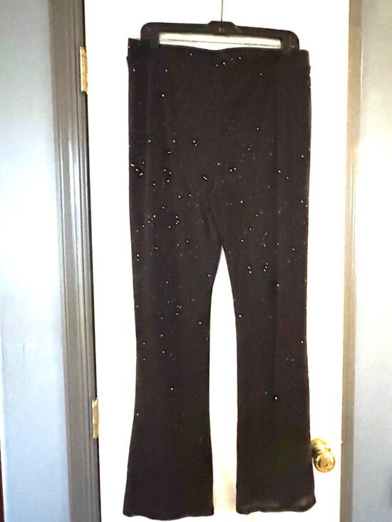 Madden NYC Size L Black Mesh Glitter Overlay Fully Lined Slacks/Pants EUC - Picture 3 of 4